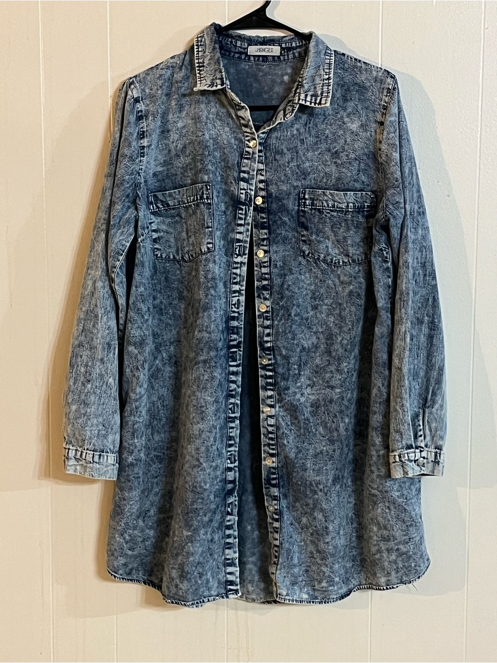 The Hanger Faded Blue Acid-Wash Denim Shirt Jacket